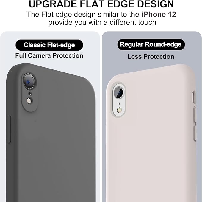 Vooii Compatible with iPhone XR Case, Upgraded Liquid Silicone with [Flat Edges] [Camera Protection] [Soft Anti-Scratch Microfiber Lining] Phone Case for iPhone 10 XR 6.1 inch - Dark Grey