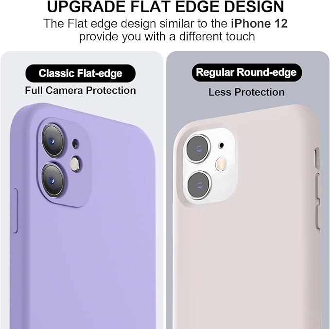 Vooii Compatible with iPhone 11 Case, Upgraded Liquid Silicone with [Flat Edges] [Camera Protection] [Soft Anti-Scratch Microfiber Lining] Phone Case for iPhone 11 6.1 inch - Light Purple