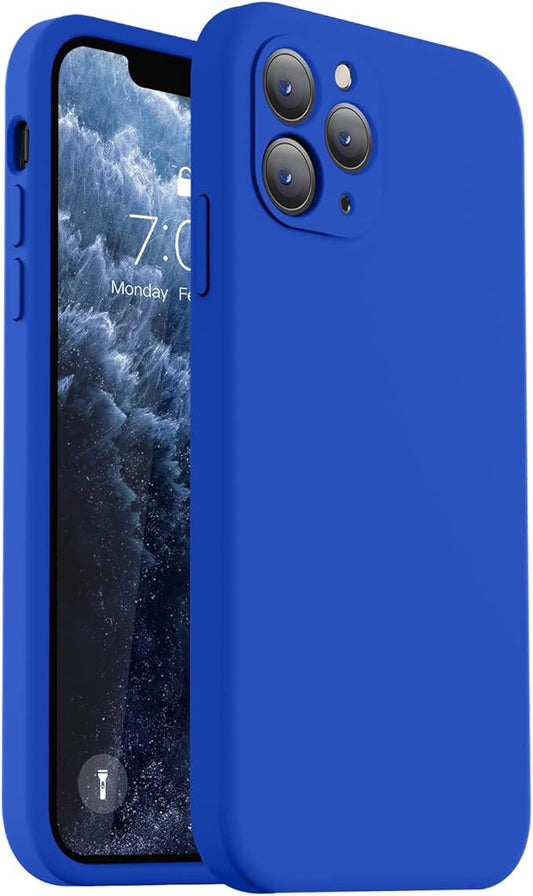 Vooii Compatible with iPhone 11 Pro Max Case, Upgraded Liquid Silicone with [Flat Edges] [Camera Protection] [Soft Anti-Scratch Microfiber Lining] Phone Case for iPhone 11 Pro Max - Klein Blue