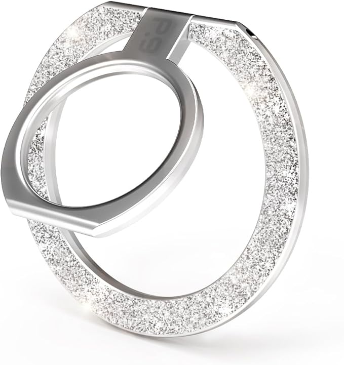 PureGear Magnetic Phone Grip Ring Stand, Magnetic Phone Ring Holder for MagSafe iPhone 16, 16 Pro, 16 Plus, 16 Pro Max, 15, 15 Plus, 14, 14 Pro, 14 Pro Max, 13, 12 Adjustable Kickstand(Silver Glitter)