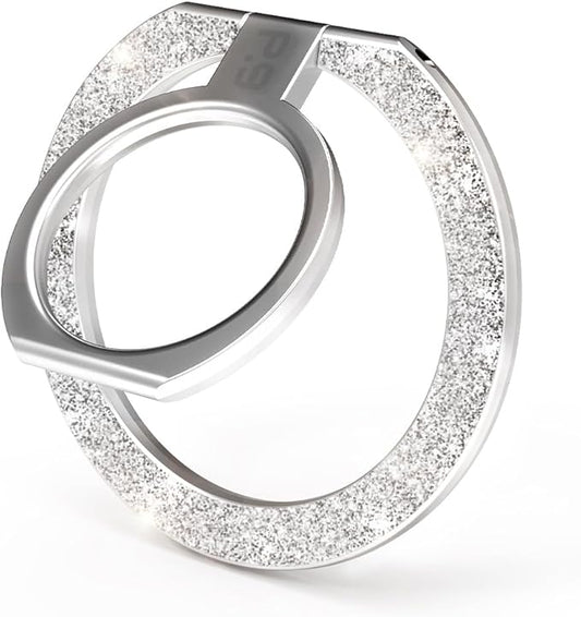 PureGear Magnetic Phone Grip Ring Stand, Magnetic Phone Ring Holder for MagSafe iPhone 16, 16 Pro, 16 Plus, 16 Pro Max, 15, 15 Plus, 14, 14 Pro, 14 Pro Max, 13, 12 Adjustable Kickstand(Silver Glitter)