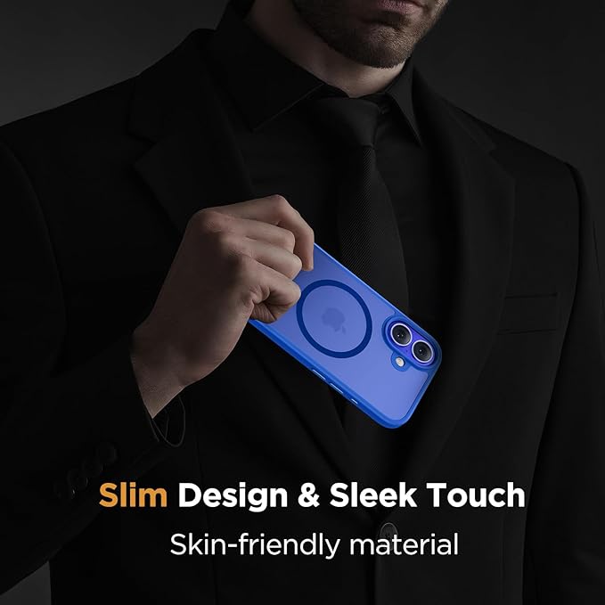 Miracase Magnetic Series for iPhone 16 Case [Compatible with MagSafe] [with 2X Screen Protectors] Military-Grade Protection, Anti-Fingerprint, Slim Phone Case for iPhone 16 6.1 inch - Blue