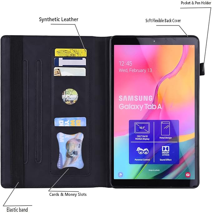 Lenovo Tab M8 / Tab M8 HD LTE/Smart Tab M8 / Tab M8 FHD Case 8.0 Inch Folio Stand Shell Cover Leather Card Holder Lenovo M8 TB-8505F TB-8505X TB-8505FS TB-8705F TB-8705N,Black