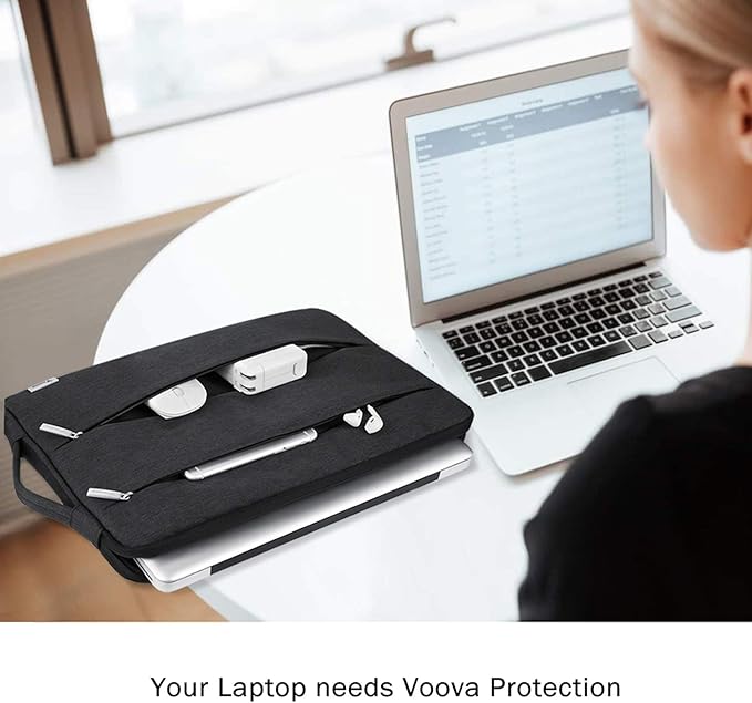 Voova 15.6 16 Inch Laptop Sleeve Case Compatible with MacBook Pro 16 M1/M2/M3/M4 Max 2019-2025, 15.6-16” Hp Lenovo Acer Asus, Waterproof Slim Computer Bag Cover with Handle, Black
