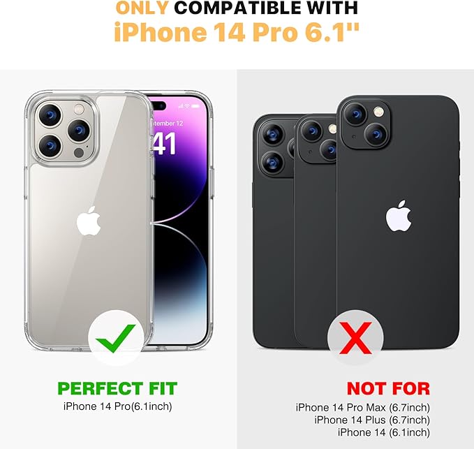 Diaclara Designed for iPhone 14 Pro Case, [with Privacy Screen Protector] [Anti Spy] [Military Grade Drop Protection] Heavy Duty Full-Body Shockproof Phone Case, Clear