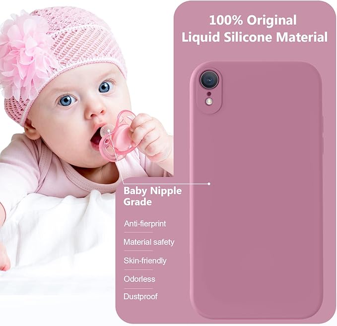 Vooii Compatible with iPhone XR Case, Upgraded Liquid Silicone with [Flat Edges] [Camera Protection] [Soft Anti-Scratch Microfiber Lining] Phone Case for iPhone 10 XR 6.1 inch - Lavender Purple