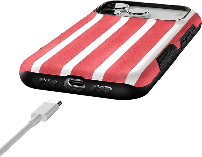 Casely iPhone 17 Pro Case | East Coast Summer | Red Stripes | Bold Protective Design | Compatible with MagSafe