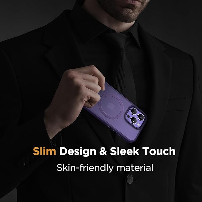 Miracase Magnetic Series for iPhone 13 Pro Max Case [Compatible with MagSafe] [with 2X Screen Protectors] Military-Grade Protection, Anti-Fingerprint, Phone Case for iPhone 13 Pro Max, Dark Purple