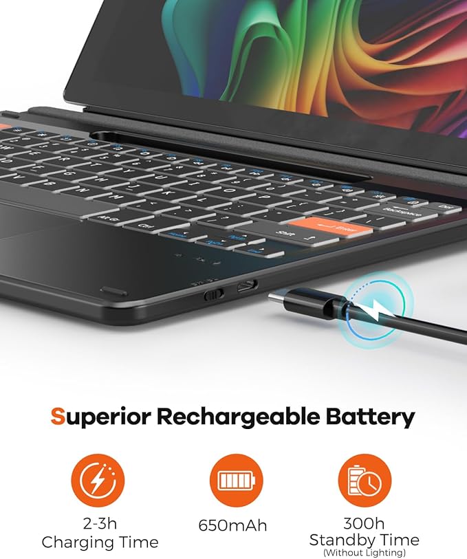 Doohoeek Surface Pro 11/10/9/8/X 13 Inch Keyboard, Bluetooth Keyboard with Touch Pad & Pen Slot & Lighting Keys Compatible with Surface Pro 13" Copilot+, Ultra-Slim Wireless Keypad for Windows 11