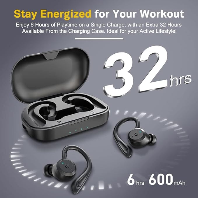 APEKX Bluetooth Headphones True Wireless Earbuds with Charging Case IPX7 Waterproof Stereo Sound Earphones Built-in Mic in-Ear Headsets Deep Bass for Sport Running Black