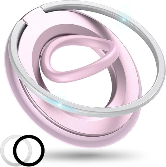 [2025 Upgrade] Magnetic Phone Grip for Phone Ring Holder, Two-Sided Magnets Phone Ring Grip Finger Kickstand Compatible with iPhone 17 Pro/Max 16 15 14 13 12 11 Plus & Android Phone (pink1)