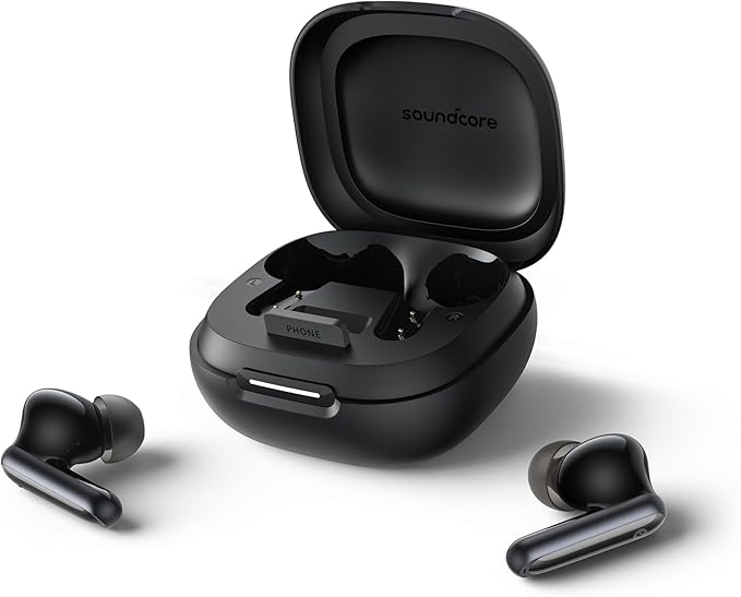 Soundcore P40i by Anker, Noise Cancelling Wireless Earbuds, Adaptive Noise Cancelling to Environments, Heavy Bass, 60H Playtime, 2-in-1 Case and Phone Stand, IPX5, Wireless Charging, Bluetooth 5.3