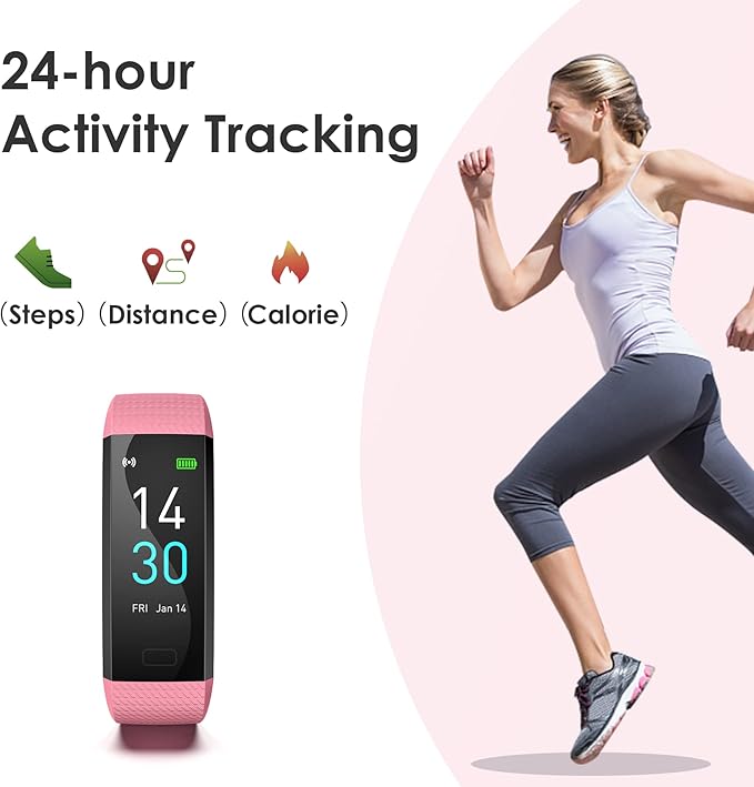 threesheep Fitness Tracker for Men and Women,Fitness Watch Waterproof with Activity Tracker and Sleep Monitor,Smart Watch for Android and iOS Phones (Pinkcolor