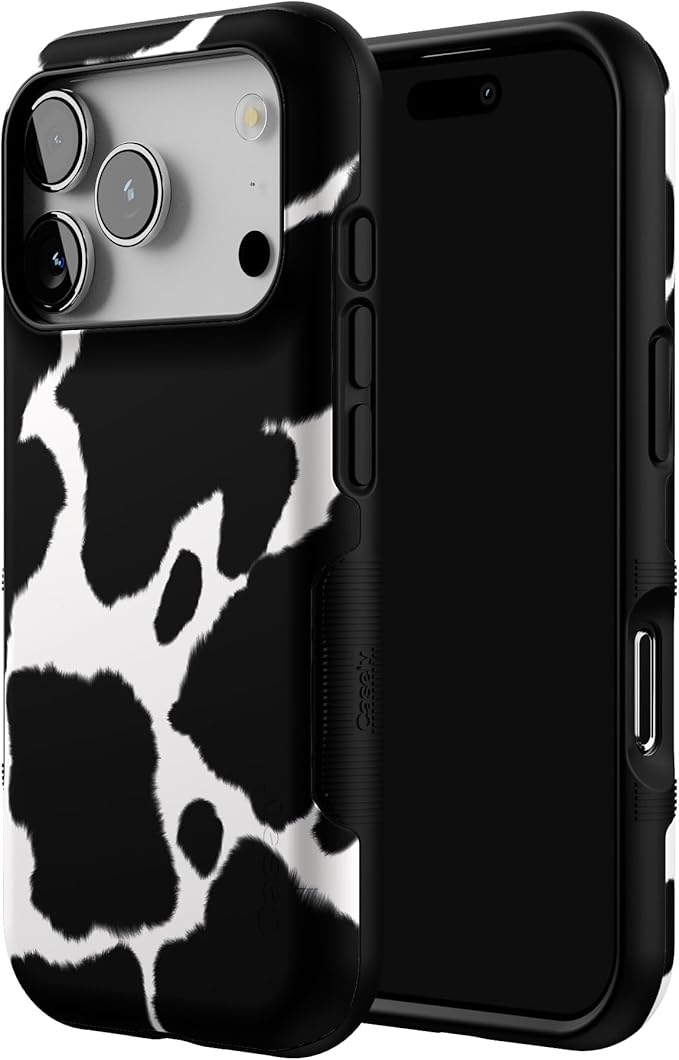 Casely iPhone 17 Pro Case | Current Mood | Cow Print | Bold Protective Design | Compatible with MagSafe