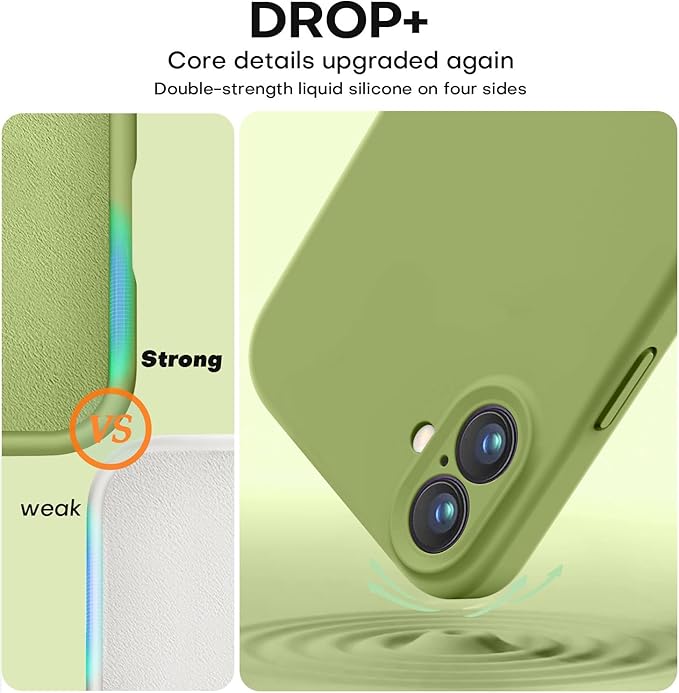 Vooii Compatible with iPhone 16 Case, Liquid Silicone Upgrade [Camera Protection] [Soft Anti-Scratch Microfiber Lining] Shockproof Phone Case for iPhone 16 6.1 inch - Cedar Green