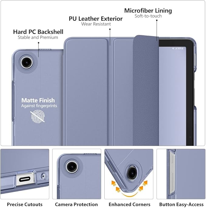 MoKo Case for Galaxy Tab A9+/A9 Plus 11 inch 2023, Slim Stand Protective Smart Cover with Hard PC Translucent Back Shell for Tab A9 Plus Tablet (SM-X210/X216/X218), Auto Wake/Sleep, Grey Purple