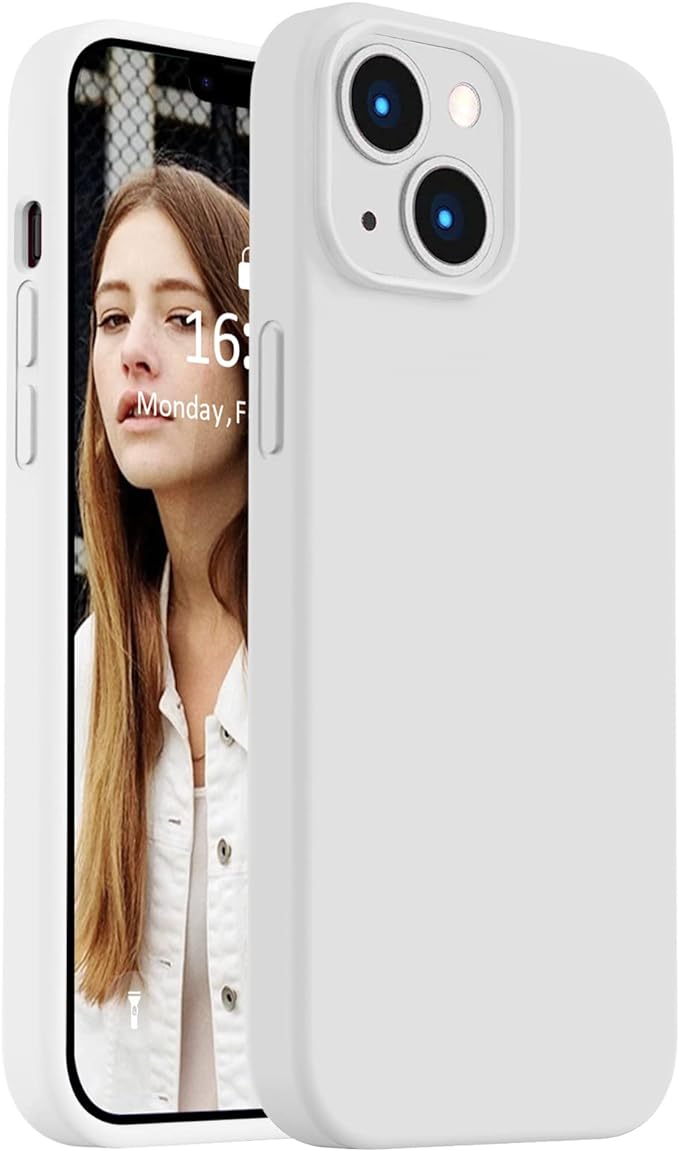 Vooii Compatible with iPhone 14 Case,[Silky Touch Premium Liquid Silicone] [Soft Anti-Scratch Microfiber Lining], Ultra Slim Shockproof Protective Case for iPhone 14 - White