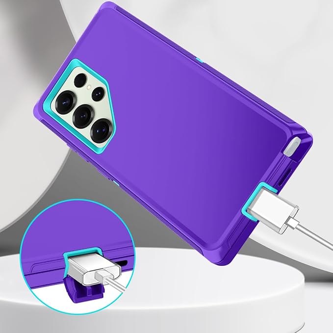 for Samsung Galaxy S25 Ultra Case Heavy Duty Protective Shockproof Dropproof 3-Layer Full Body Protection [Without Screen Protector] Tough Rugged Case for Galaxy S25 Ultra,Purple/Green