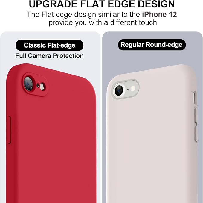 Vooii for iPhone SE Case 2022/3rd/2020,iPhone 8/7 Case, Upgraded Liquid Silicone with [Flat Edges] [Camera Protection] [Soft Anti-Scratch Microfiber Lining] Phone Case for iPhone SE - Red