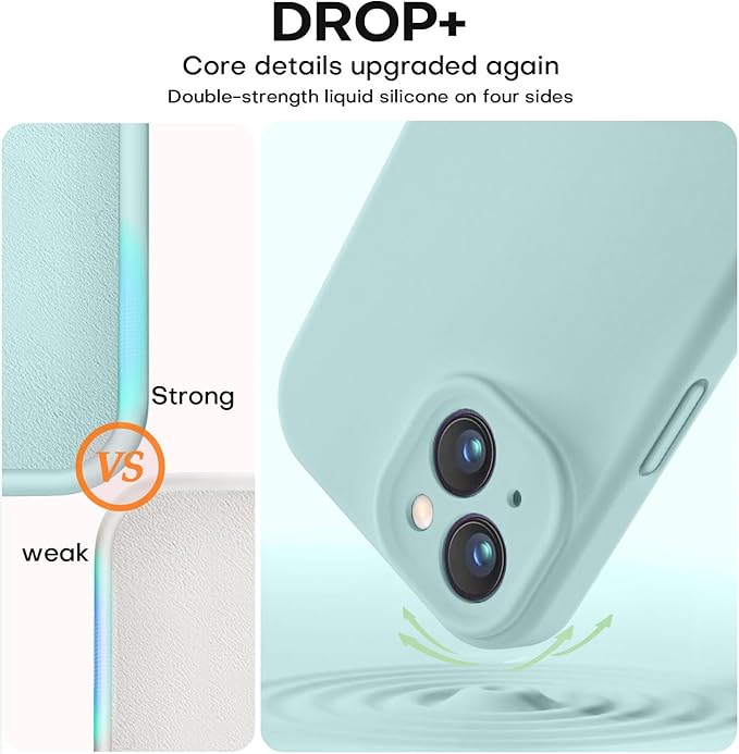 Vooii Compatible with iPhone 15 Plus Case, Upgrade Liquid Silicone [Enhanced Camera Protection] [Soft Anti-Scratch Microfiber Lining] Shockproof Phone Case for iPhone 15 Plus 6.7 inch - Mint