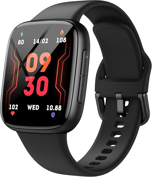 Tensky Smart Watch for Men/Women Android & iPhone, AI Voice, 1.85" AMOLED Screen Fitness Tracker with Bluetooth Call, 3ATM Waterproof Heart Rate/Sleep/SpO2 Monitor, Pedometer, 100+ Sport Modes