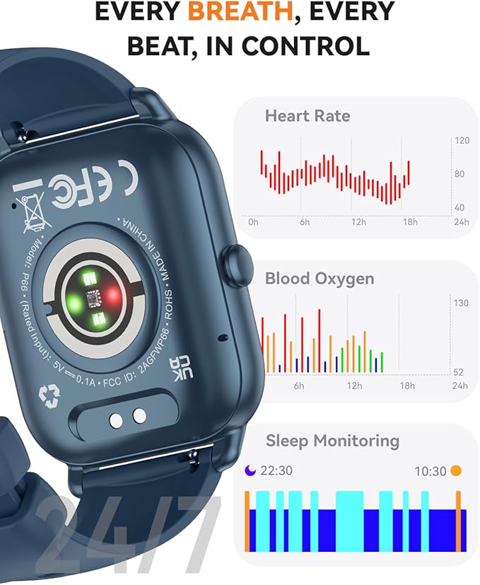 Smart Watches for Men Women(Answer/Make Call), 1.85 inch HD Fitness Tracker Watch with Activity Counter/Sleep Monitor/ 110+ Sports Modes, IP68 Waterproof Smart Watch for Andriod iPhone iOS Compatible