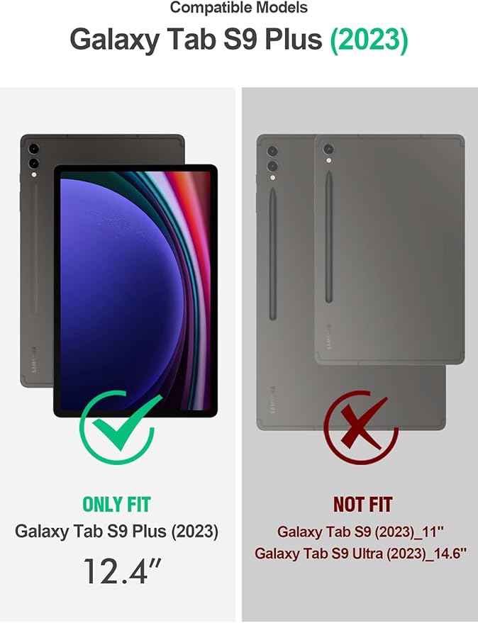 Poetic TurtleSkin Case for Samsung Galaxy Tab S10 Plus (2024 Release) / S9 Plus (2023 Release) 12.4 inch Case with S Pen Holder, Heavy Duty Shockproof Kids Friendly Protective Silicone Cover, Black