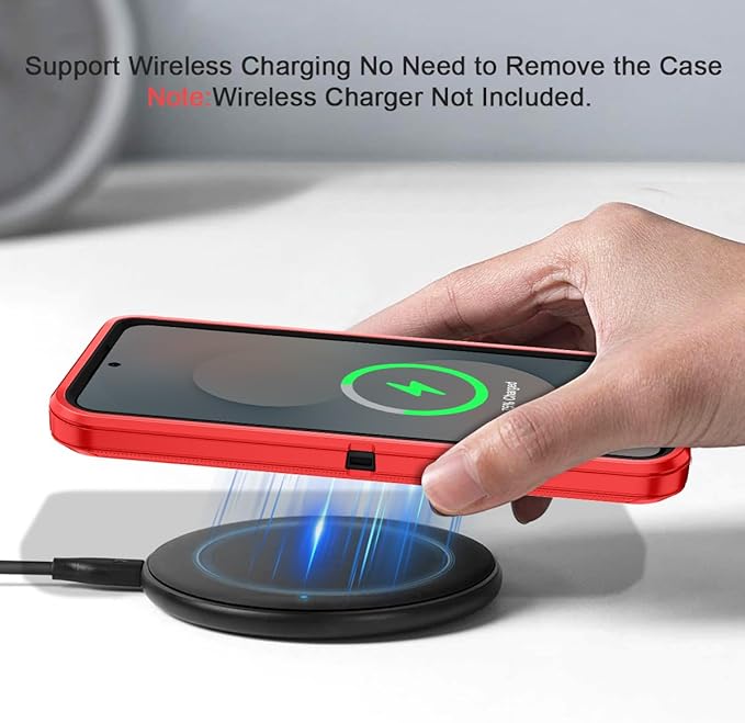 for Samsung Galaxy S25 FE Case Heavy Duty Protective Shockproof Dropproof 3-Layer Full Body Protection [Without Screen Protector] Tough Rugged Case for Galaxy S25 FE,Red/Black