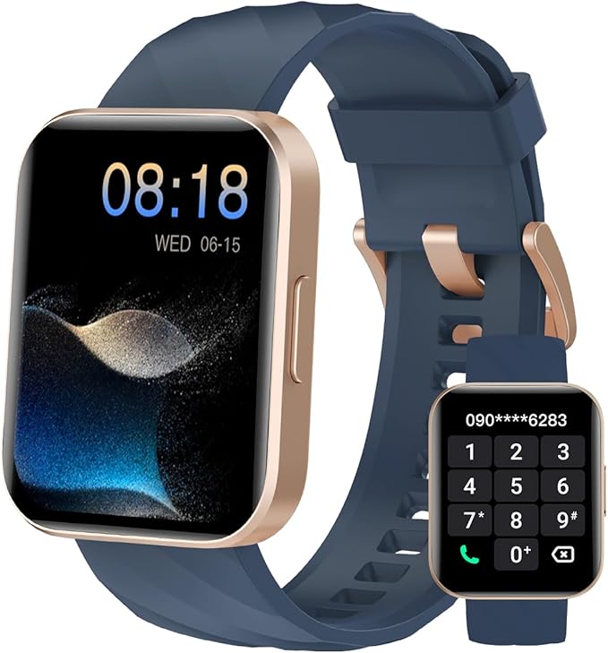 Smart Watch (Answer/Make Calls), 1.85" Smart Watches for Women Men Digital Watch Fitness Tracker with 100+ Sport Modes Heart Rate Monitor for iOS Android Phones Waterproof (Blue)