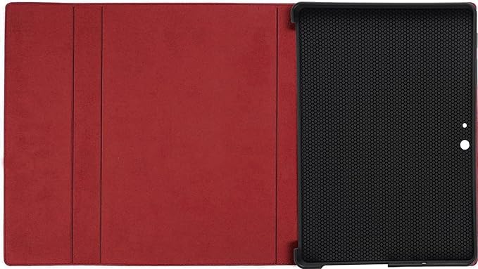 for Microsoft Surface Pro X and Pro X Plus 13 inch Case 2019/2020/2021/2024 Genuine Leather Cover Protective Shell Compatible with Type Cover Keyboard and Pencil Holder.Red