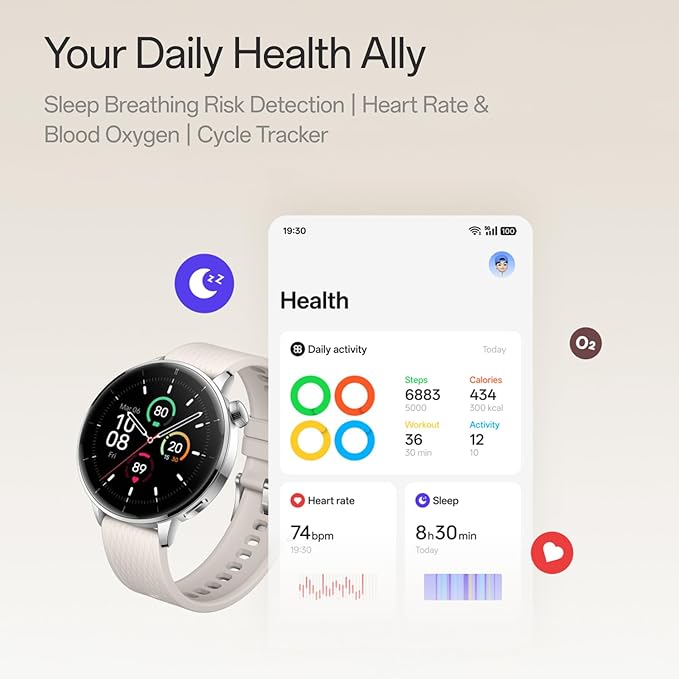 OnePlus Watch 3 43mm Silver Steel, 1.32-Inch Round Display, Silver Steel, WearOS, 32GB Storage, Sleep Tracking, 345mAh Battery, Bluetooth, Lithium Ion, Multi-GNSS