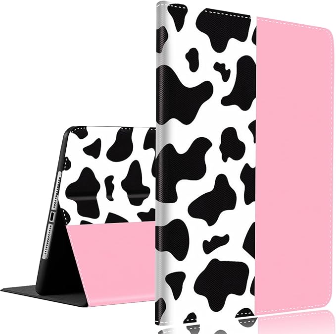 Case for Samsung Galaxy Tab A9 Plus 11 inch 2023，Slim Fit Foldable Standing Cover Case with Auto Sleep/Wake for Galaxy Tab A9+ 11’2023 (SM-X210/X216/X218)，Cow Print and Pink