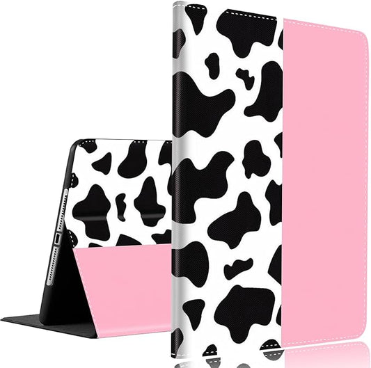 Case for Samsung Galaxy Tab A9 Plus 11 inch 2023，Slim Fit Foldable Standing Cover Case with Auto Sleep/Wake for Galaxy Tab A9+ 11’2023 (SM-X210/X216/X218)，Cow Print and Pink