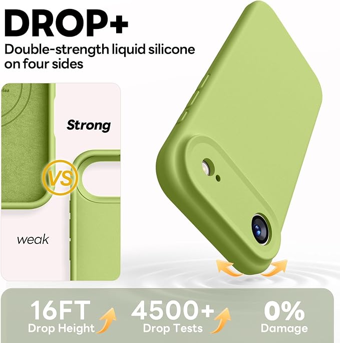 Vooii Magnetic Compatible with iPhone Air Case (Compatible with Magsafe) (Upgraded Camera Protection) Liquid Silicone Shockproof Full Body Protective Phone Cover for Women Men, Cedar Green, 6.5"