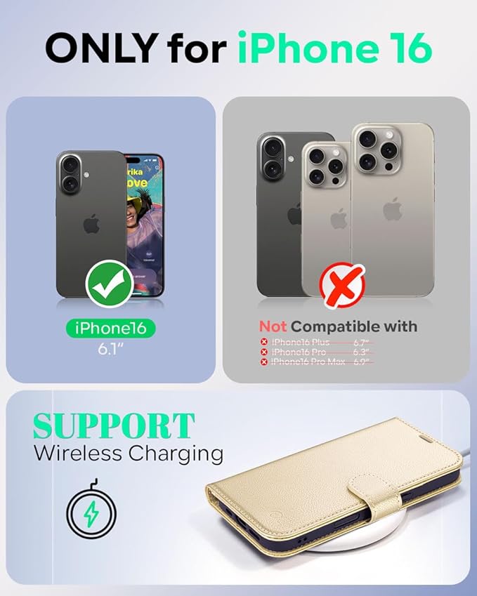 OCASE Compatible with iPhone 16 Wallet Case, PU Leather Flip Folio Case with Card Holders RFID Blocking Kickstand [Shockproof TPU Inner Shell] Phone Cover 6.1 Inch 2024, Gold