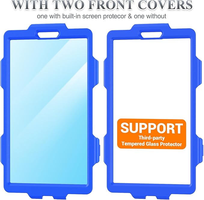 SEYMAC stock Tablet Case for Lenovo Tab One (TB305FU) 8.7 inch Drop-Proof Protection Cover with 360° Rotate Stand & Strap [Pen Holder] & Screen Protector/K9 2025, Blue+Black