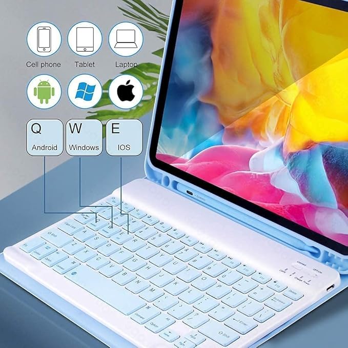 Keyboard Case Mouse for Galaxy Tab S9 Plus / S9 FE+ / S8 Plus / S7 Plus / S7 FE 12.4 inch, Detachable Cute Color Keyboard Case Support S Pen Charging，Pink