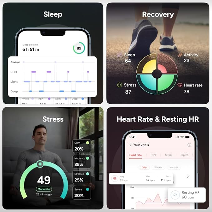 Gabit Smart Ring | 7+ Day Battery, Calorie Counter | Sleep, Fitness, Nutrition, Stress | Track Steps, VO2 Max, Recovery | Buy Sizing Kit First | Smart Ring for Men & Women | Titanium, Matte Black 10