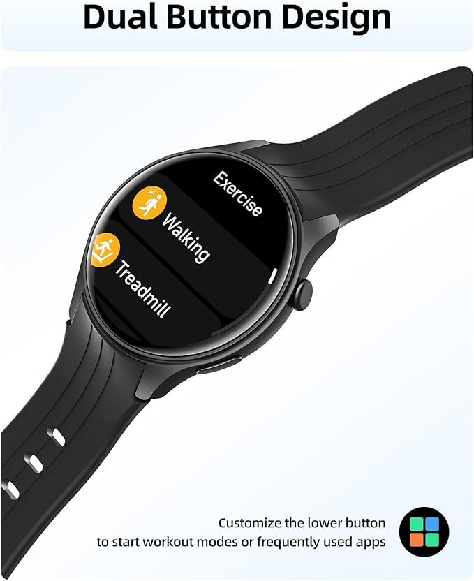 Parsonver Smart Watch for Men Women, Built-in GPS, Fitness Watch with Answer/Make Calls, 100+ Sport Modes, Heart Rate, Sleep Monitor, Pedometer, IP68 Waterproof, Smartwatch for Android & iPhone, Black