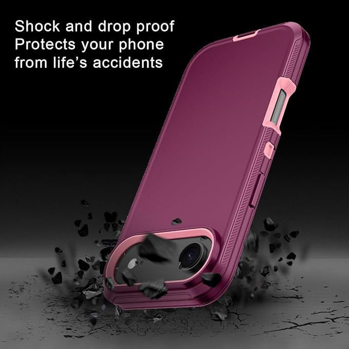 for iPhone Air Case/iPhone 17 Air Case Shockproof Dust/Drop Proof 3-Layer Full Body Protection [Without Screen Protector] Rugged Heavy Duty Cover for Apple iPhone Air 6.5" 2025,Purple/Pink