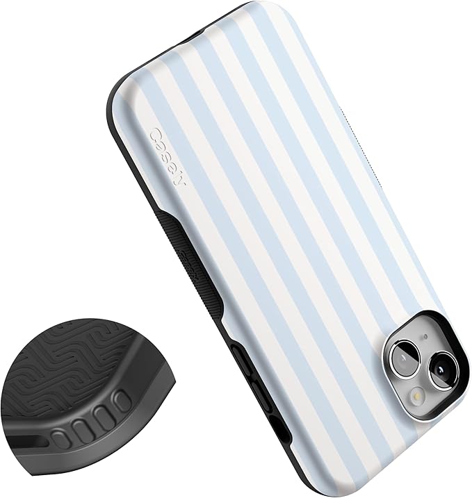 Casely iPhone 14 Case | Blue Stripes | Sunday Best | Compatible with MagSafe | Bold Protective Design