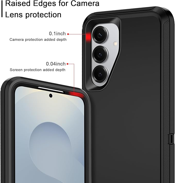 for Samsung Galaxy S25 Case Heavy Duty Protective Shockproof Dropproof 3-Layer Full Body Protection [Without Screen Protector] Tough Rugged Case for Galaxy S25,Black