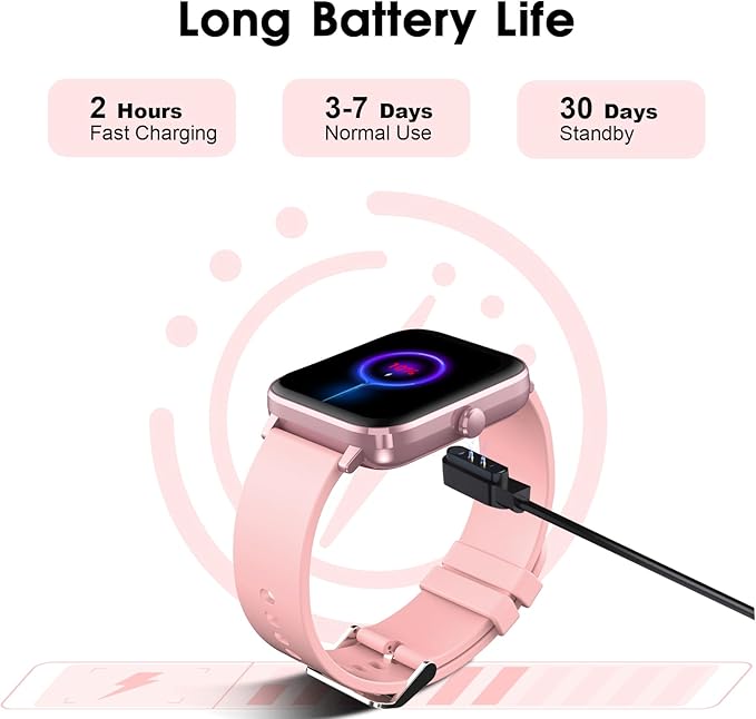 Smart Watch for Women (Answer/Make Call): 1.85" Waterproof Fitness Trackers with 24-Hours Blood Pressure Heart Rate SpO2 Sleep Monitor Watches for Women, iPhone Android Compatible( (Light Pink)