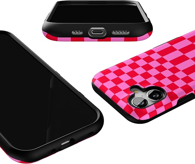 Casely iPhone 17 Case | Vibe Check | Pink Checkerboard | Bold Protective Design | Compatible with MagSafe