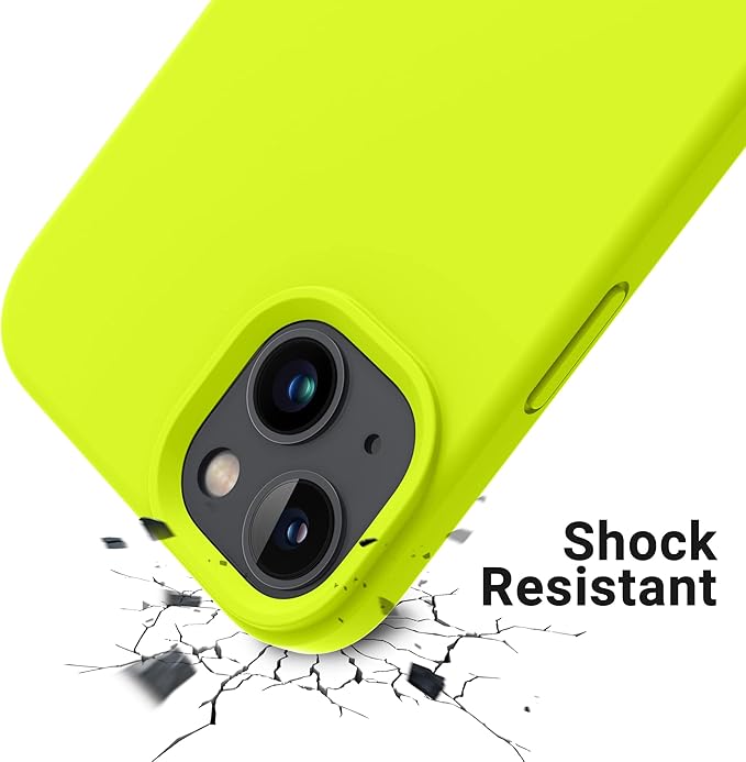 OTOFLY Designed for iPhone 14 Case, Silicone Shockproof Slim Thin Phone Case for iPhone 14 6.1 inch (Fluorescent Yellow)