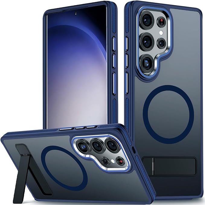 Case for Samsung Galaxy S25 Ultra, Compatible with Magsafe, S25 Ultra Phone Case with Stand Adjustable, Anti-Slip Cover Galaxy S25 Ultra Magnetic Case, Shockproof Protection (Darkblue)