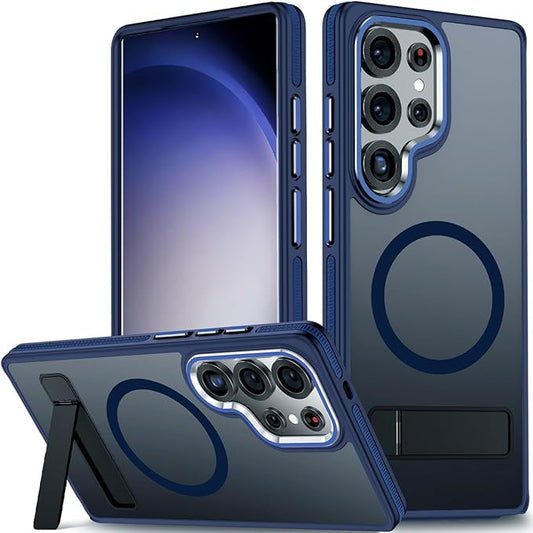 Case for Samsung Galaxy S25 Ultra, Compatible with Magsafe, S25 Ultra Phone Case with Stand Adjustable, Anti-Slip Cover Galaxy S25 Ultra Magnetic Case, Shockproof Protection (Darkblue)
