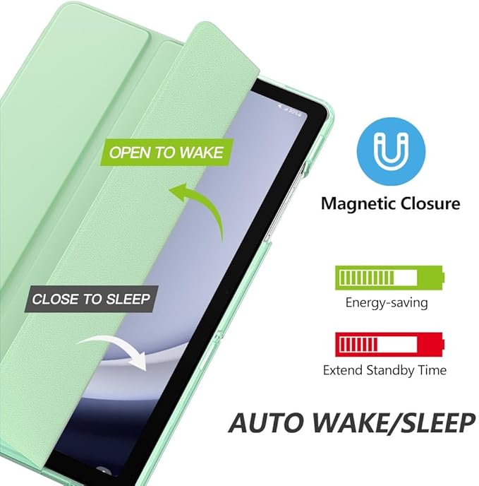 MoKo Case for Galaxy Tab A9+/A9 Plus 11 inch 2023, Slim Stand Protective Smart Cover with Hard PC Translucent Back Shell for Tab A9 Plus Tablet (SM-X210/X216/X218), Auto Wake/Sleep, Green