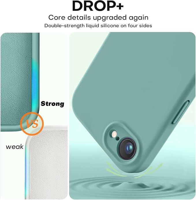 Vooii Compatible with iPhone 16e Case, Liquid Silicone Upgrade [Camera Protection] [Soft Anti-Scratch Microfiber Lining] Shockproof Phone Case for iPhone 16e 6.1 inch - Pine Green