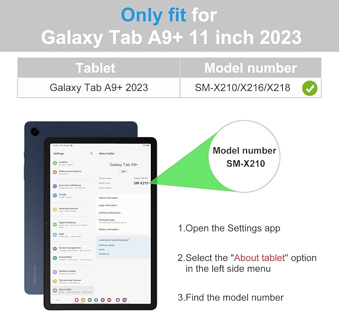 DTTO for Samsung Galaxy Tab A9 Plus 11 inch Case 2023, Premium Leather Business Folio Stand Cover with Hand Strap for Galaxy Tab A9+ 11'' 2023 Model (SM-X210/X216/X218) - Auto Wake/Sleep, White